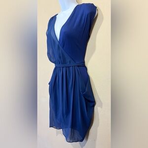 Bebe Electric Blue Draped Chiffon Dress